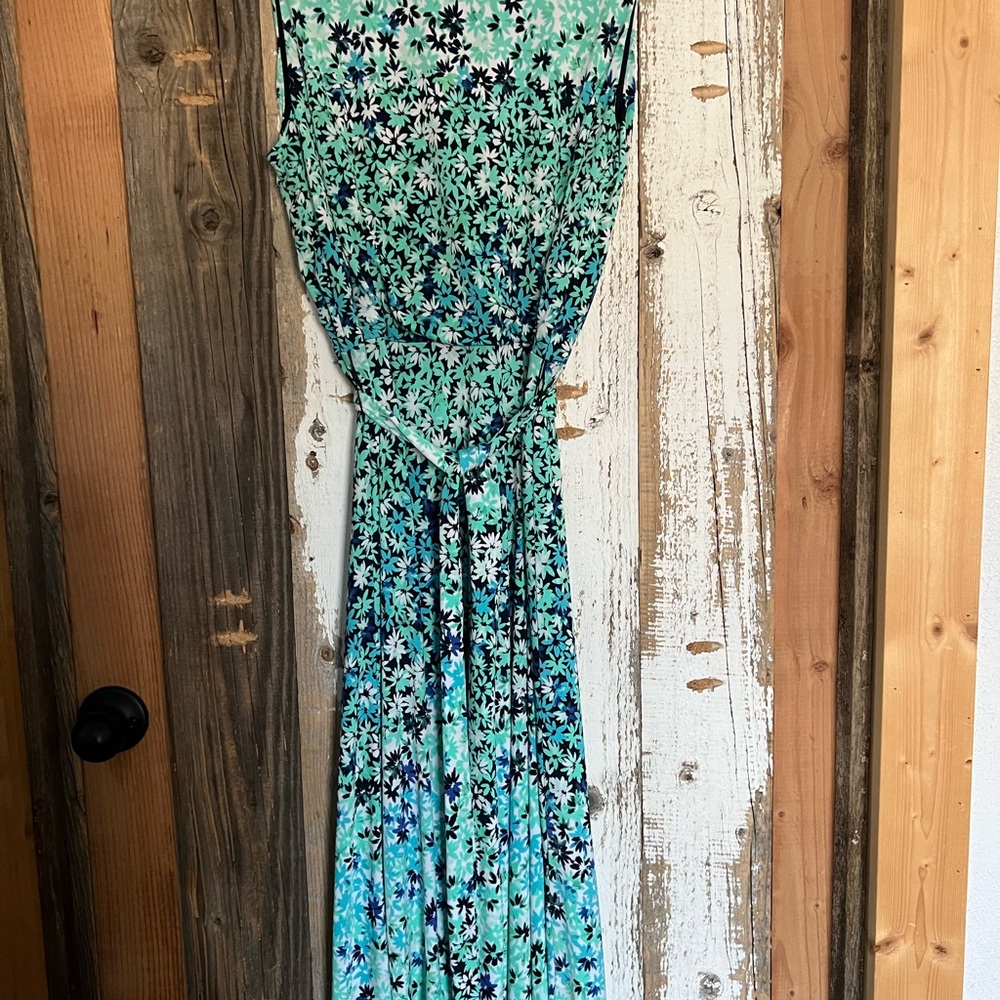 Charter Club Floral Maxi Dress in Green and Blue